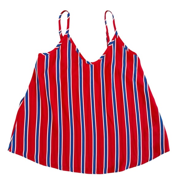 Vintage spaghetti strap top Striped Red white Blue Women's Top made in USA S 872 - Picture 1 of 10